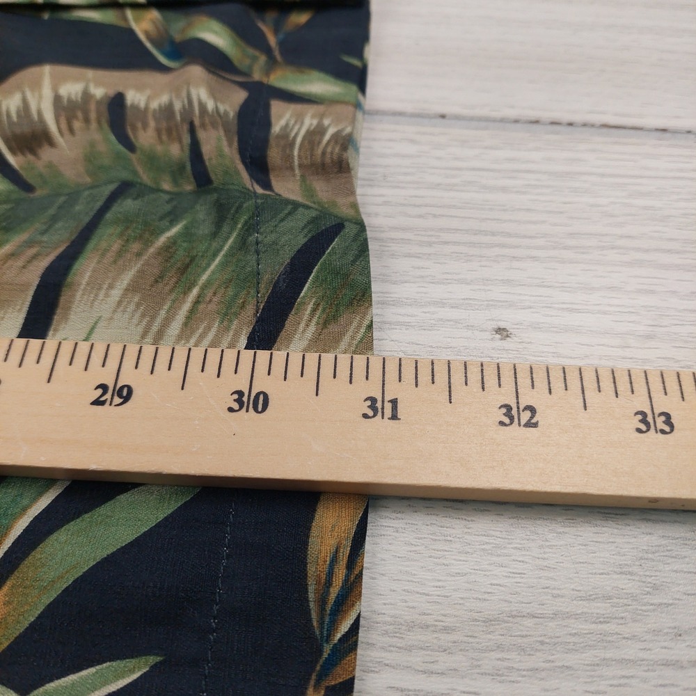 Tommy Bahama Camp Shirt Mens Large Navy Blue Silk Tropical Palm Leaf Floral - Picture 6 of 7